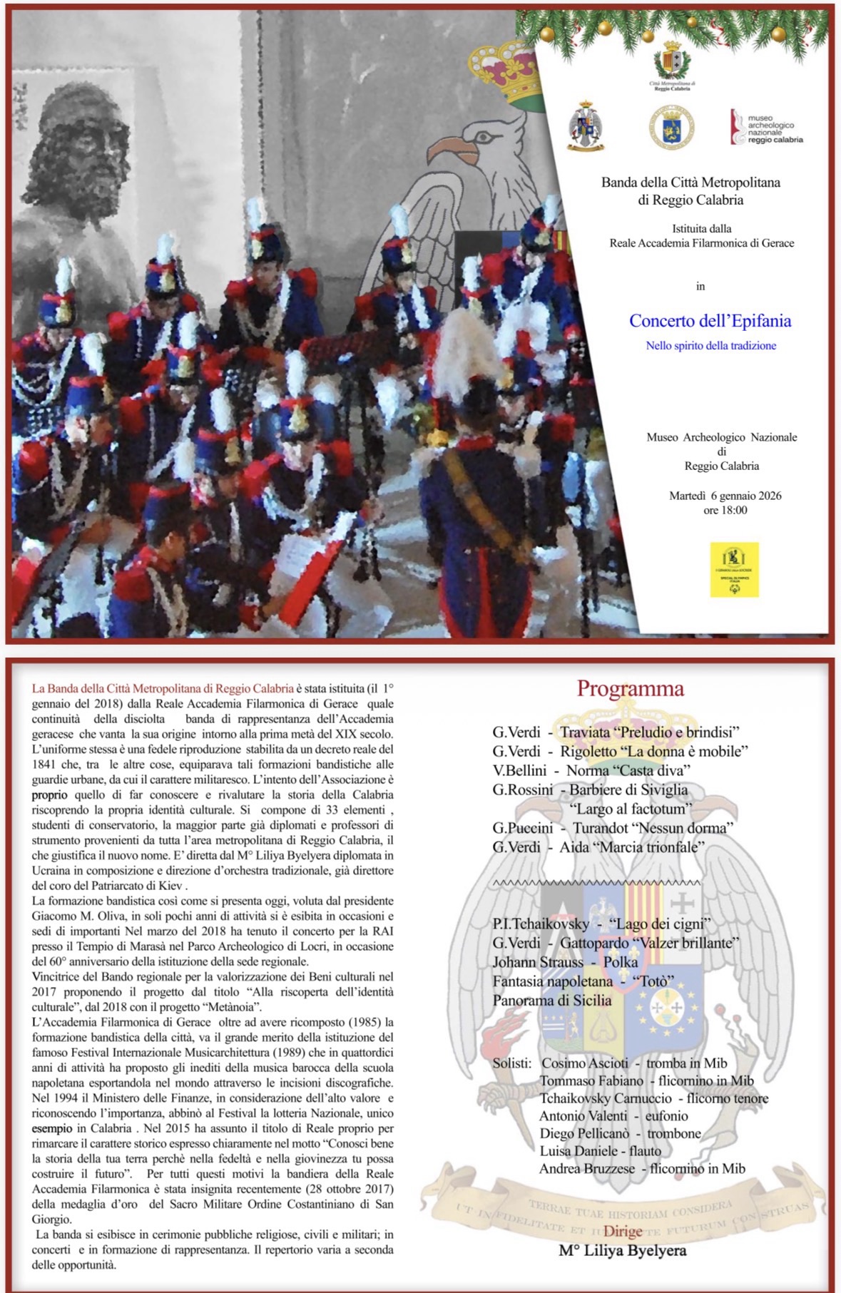 Concerto dell’Epifania al Museo Archeologico Nazionale di Reggio&nbsp;Calabria