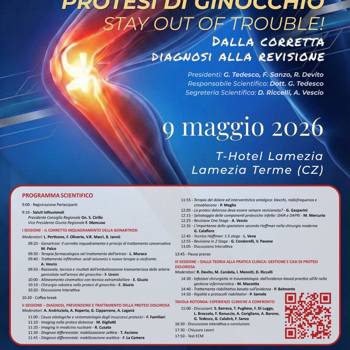 Lamezia Terme ospita “Update nella protesi di ginocchio: Stay Out of Trouble!”: al centro l’impegno del dott. Giuseppe&nbsp;Tedesco