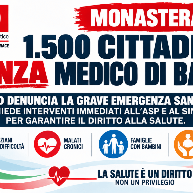 Monasterace, 1.500 cittadini senza medico di base. Il PD denuncia: «Grave emergenza sanitaria, servono interventi&nbsp;immediati»
